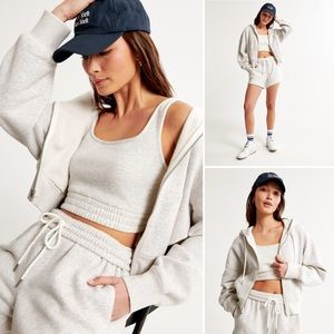 🩶 ABERCROMBIE 🩶 Essential Mini Cropped Sunday Full Zip Hoodie